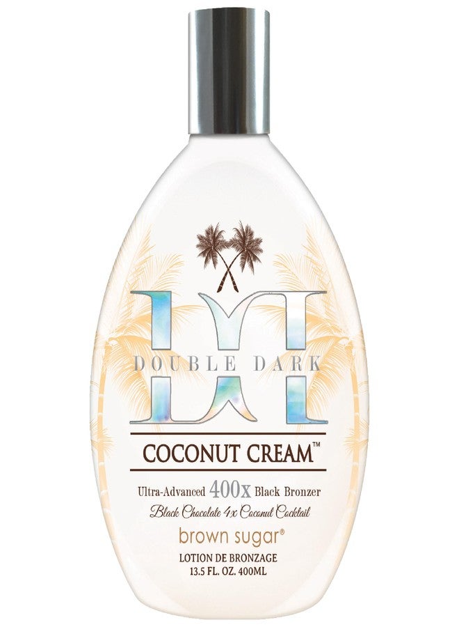 Brown Sugar Double Dark Coconut Cream Tanning Lotion, Ultra-Advanced 400X Black Chocolate Bronzer with Quadruple Coconut Cocktail & Argan Extracts, 13.5 Fl Oz - Image 1