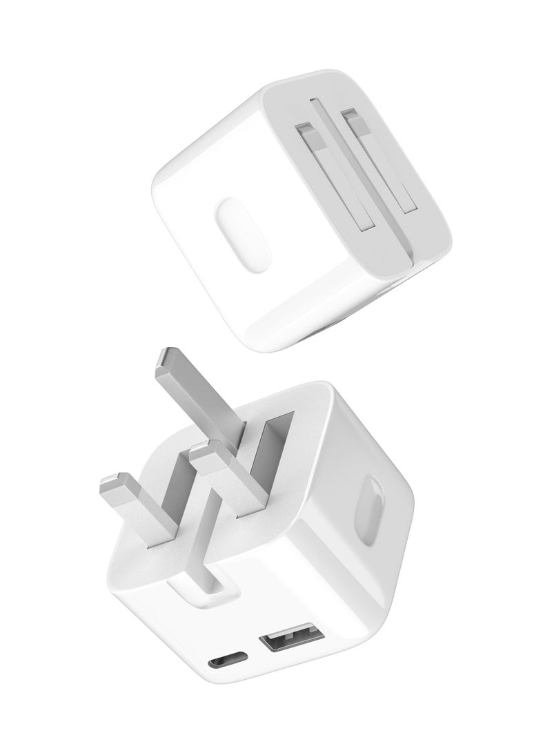 سام 35W USB A + C محول الطاقة شاحن المملكة المتحدة التوصيل شاحن سريع سريع لفون، سامسونج، هواوي، شاومي، وغيرها من الأجهزة، طوي والمحمولة، أبيض - Image 1
