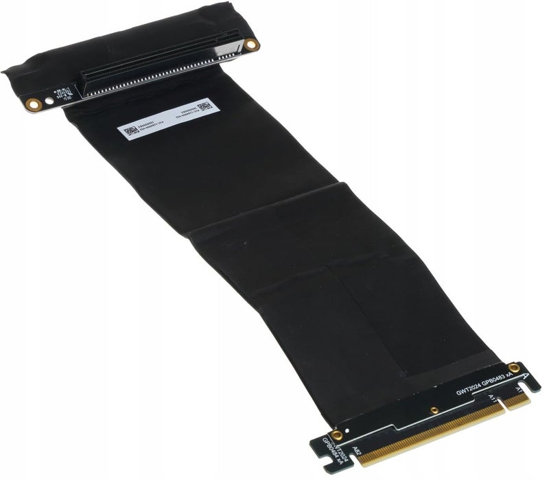 SaiRetail.Com PCIE 3.0 16x High Speed Flexible Extender Riser Cable Card Extension Port Adapter 300mm (90 Degree Angle Black, 30 CM) MSI P/N: K1C-1164004-V03 - Image 1