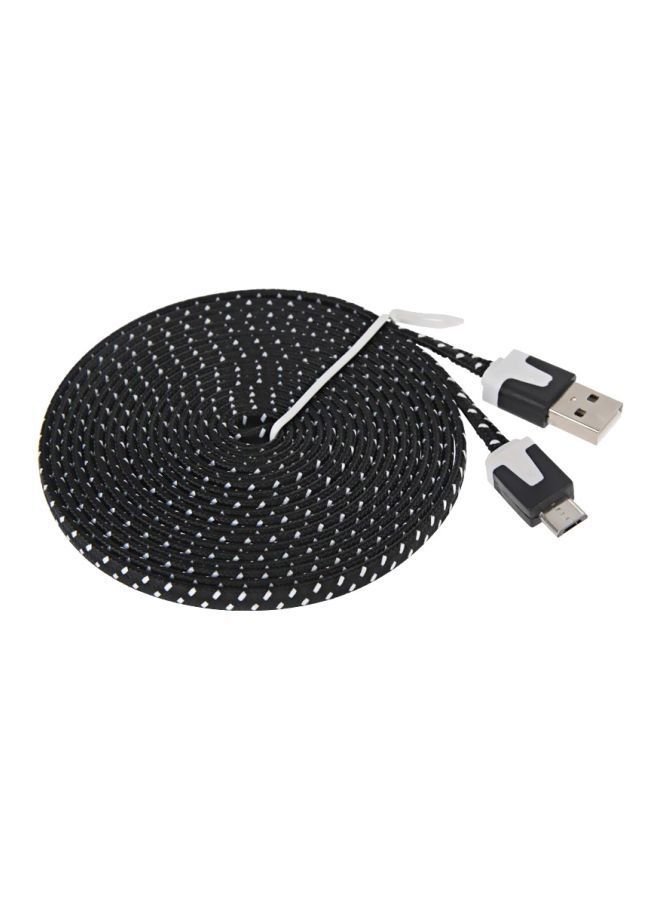 NIBEMINENT Woven Style Micro USB Charging Cable Black/White - Image 1