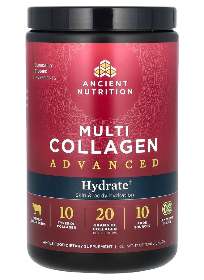 Ancient Nutrition - Multi Collagen Advanced Hydrate Lemon Lime 17 oz (483 g) - Image 1