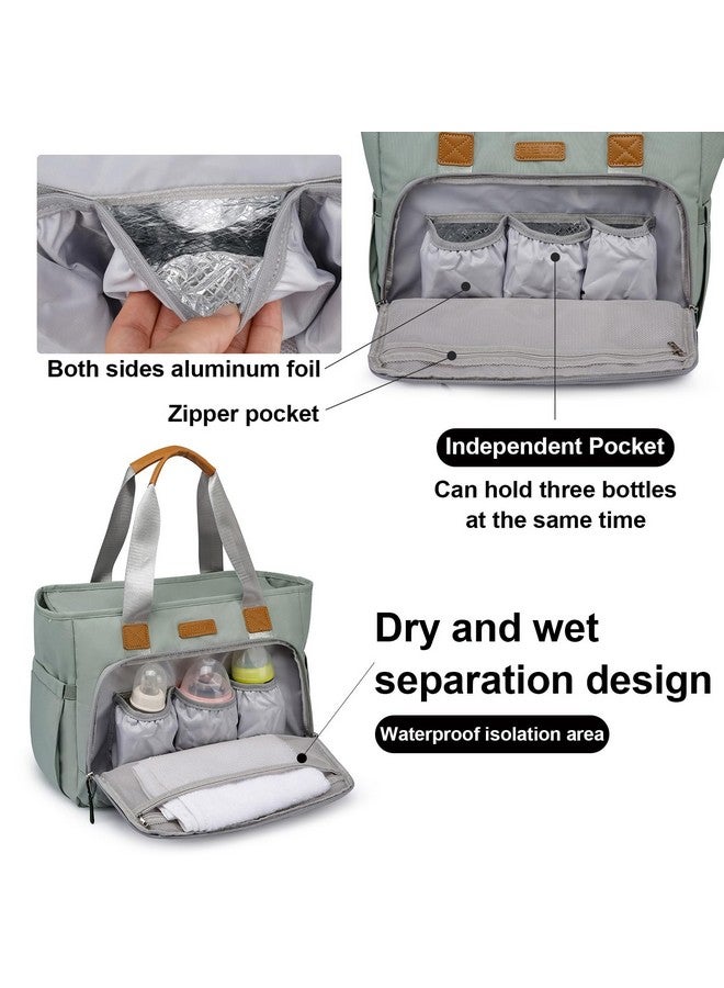 FHELAD Diaper Bag Tote, Baby Diaper Bag for Mom with 16" Laptop Compartment, Travel Diaper Bags for Easy to Carry of Wet Wipe & Bottles, Ideal for Baby Registry (Morandi Grey) - Image 3