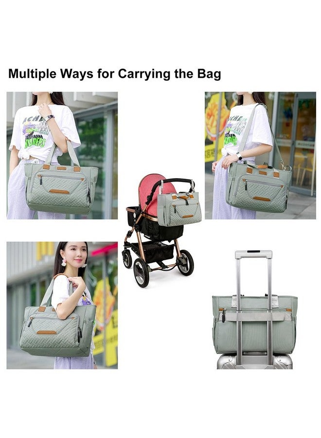 FHELAD Diaper Bag Tote, Baby Diaper Bag for Mom with 16" Laptop Compartment, Travel Diaper Bags for Easy to Carry of Wet Wipe & Bottles, Ideal for Baby Registry (Morandi Grey) - Image 4
