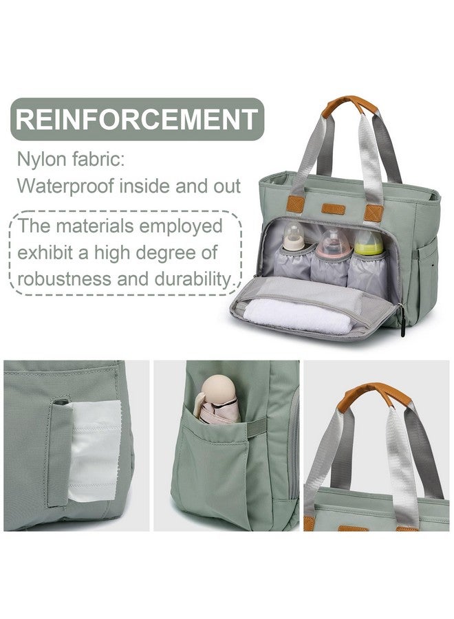 FHELAD Diaper Bag Tote, Baby Diaper Bag for Mom with 16" Laptop Compartment, Travel Diaper Bags for Easy to Carry of Wet Wipe & Bottles, Ideal for Baby Registry (Morandi Grey) - Image 2