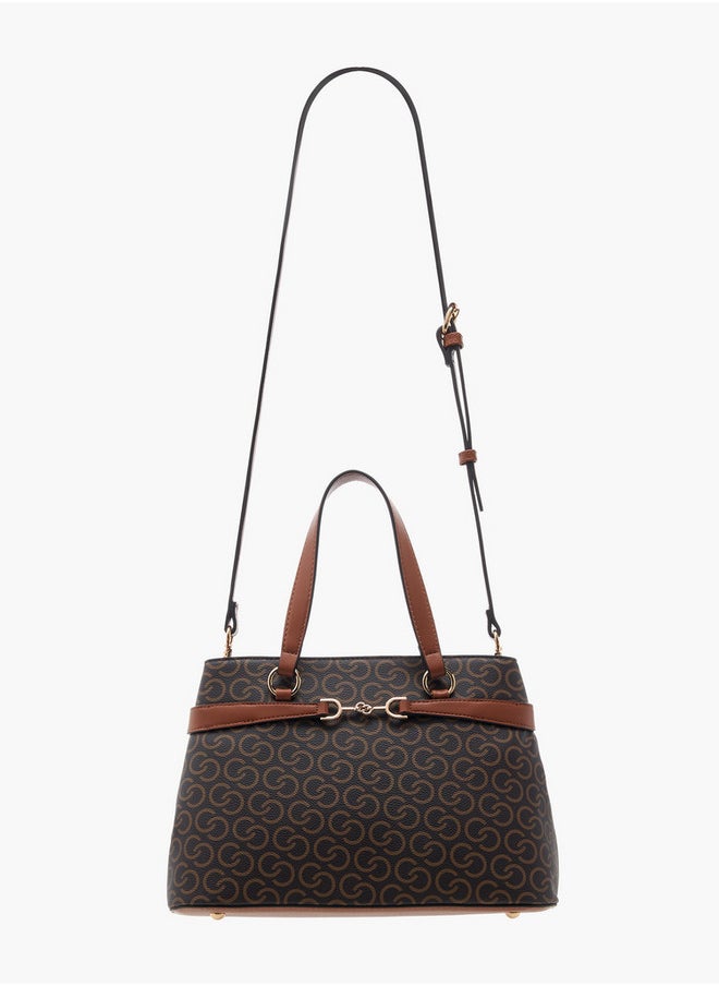 Celeste Monogram Print Crossbody Bag with Zip Closure and Adjustable Strap  - Image 2