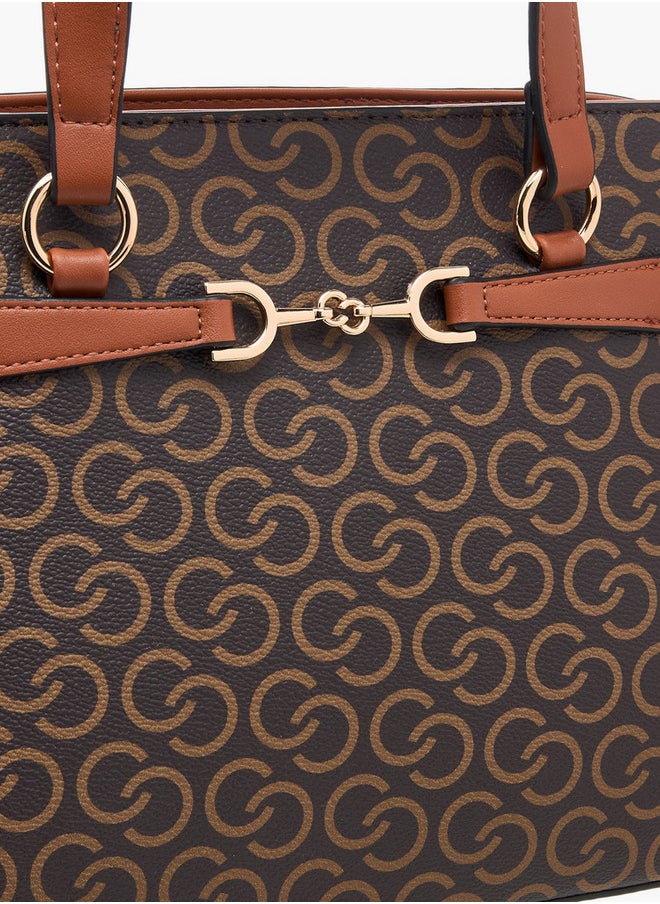 Celeste Monogram Print Crossbody Bag with Zip Closure and Adjustable Strap  - Image 4