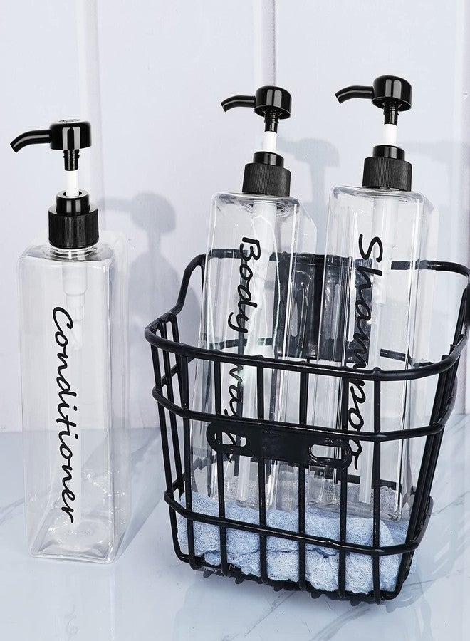 DIDROOM Shampoo Dispenser - Refillable Shampoo and Conditioner Bottles (Clear, Set of 3, 21oz) - Modern Shampoo Bottles for Shower Soap - Empty Shampoo Conditioner Body Wash Dispenser Set - for Bathroom - Image 4