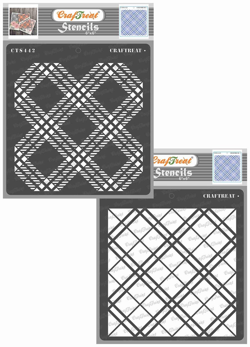 CrafTreat Plaid Stencil for Craft and Art - 2 Step Plaid - Size: 6X6 Inches - Layered Stencils - Pattern Work Stencils for Painting - Background Stencils for Art - Stencils for Background - Image 1