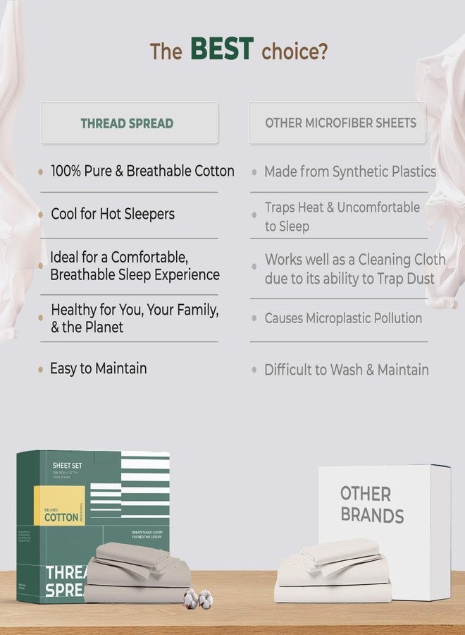 THREAD SPREAD 100% Organic Cotton Sheets Queen Size - 4 PC Organic Cotton Queen Size Percale Weave Sheet Set, Soft, Cooling, Crisp & Breathable, 16" Deep Pocket Hotel Quality Bedding Set - Blush - Image 5