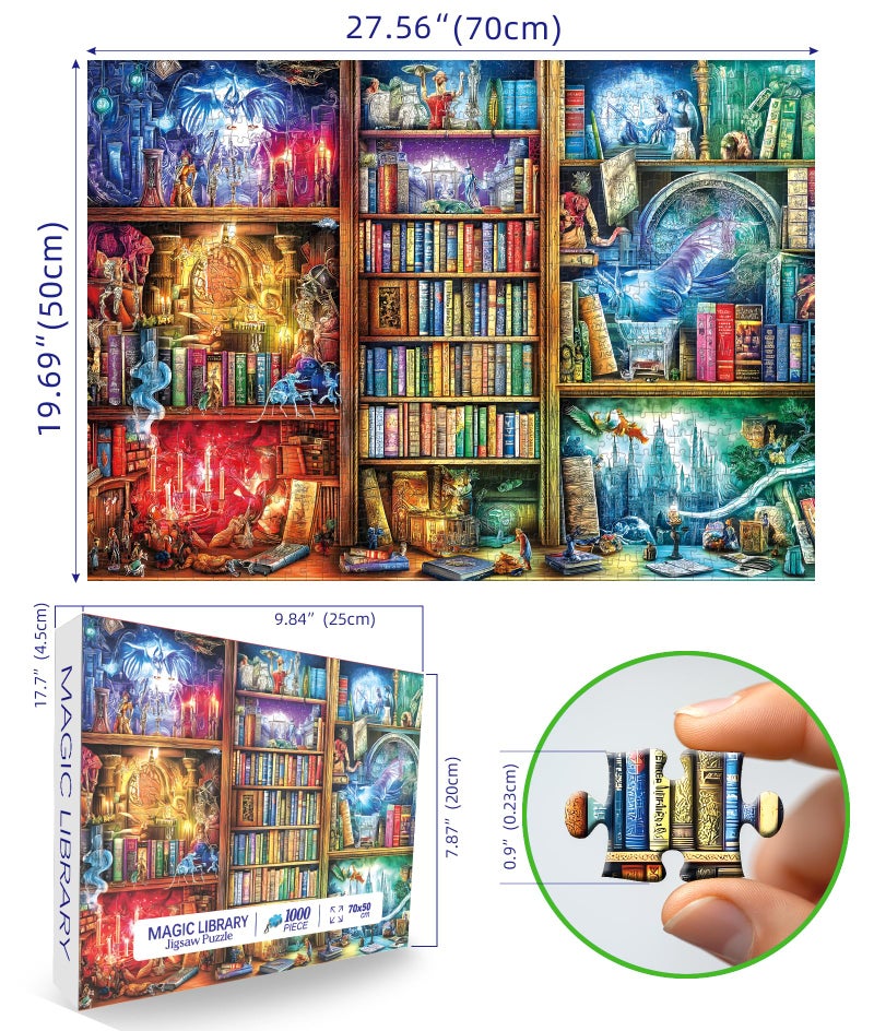 Blueforest Fantasy Books Puzzles for Adults 1000 Pieces Magic Library Wonderland Puzzle for Adults Hard Colorful Jigsaw Puzzles 1000 Pieces Challenging Family Puzzle Size is (26.75 x 19.75) - Image 2