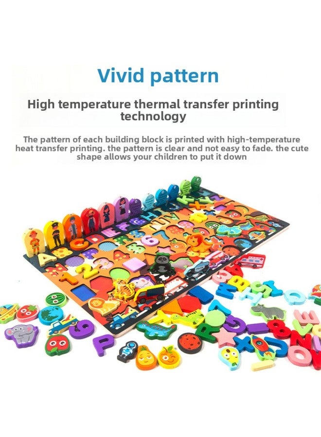 Wooden Magnetic Fishing Logboard Dinosaur Traffic Animal Cognition Children's Educational Early Education Matching Toys-Color:11-in-one Early Education King - Image 3