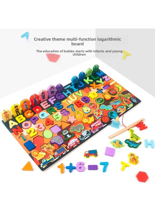Wooden Magnetic Fishing Logboard Dinosaur Traffic Animal Cognition Children's Educational Early Education Matching Toys-Color:11-in-one Early Education King - Image 1
