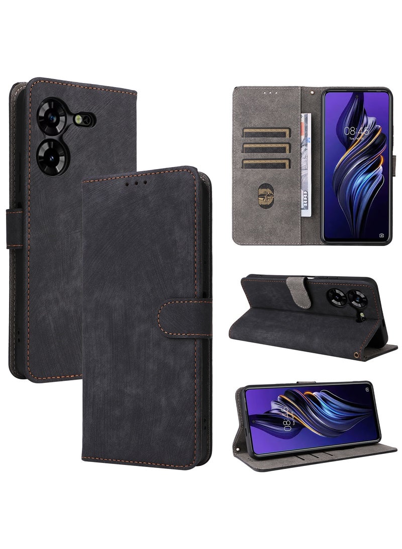 For Tecno Pova 5 4G Flip Cover, Nti-Theft Brush RFID Leather Magnetic Adsorption Shockproof Wallet Case  - Image 1