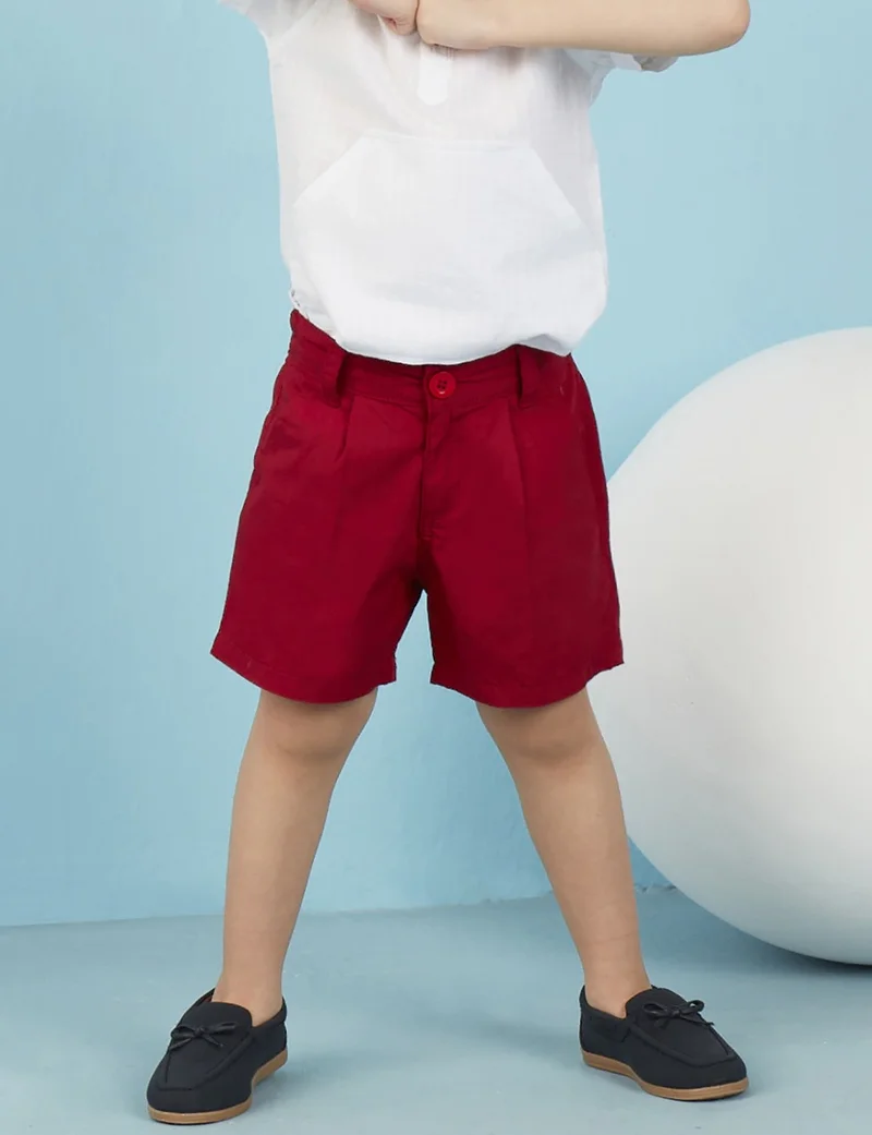 Ollie&Olla V Pocket Red Gabardine Boy Shorts