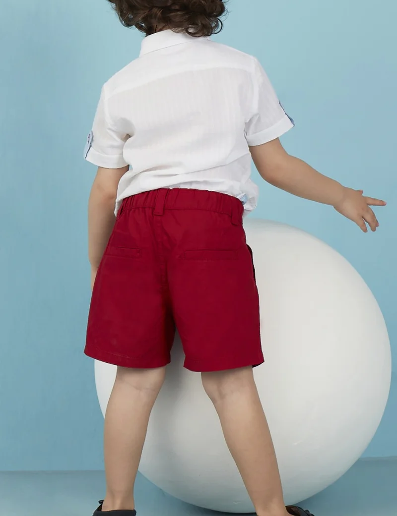 Ollie&Olla V Pocket Red Gabardine Boy Shorts