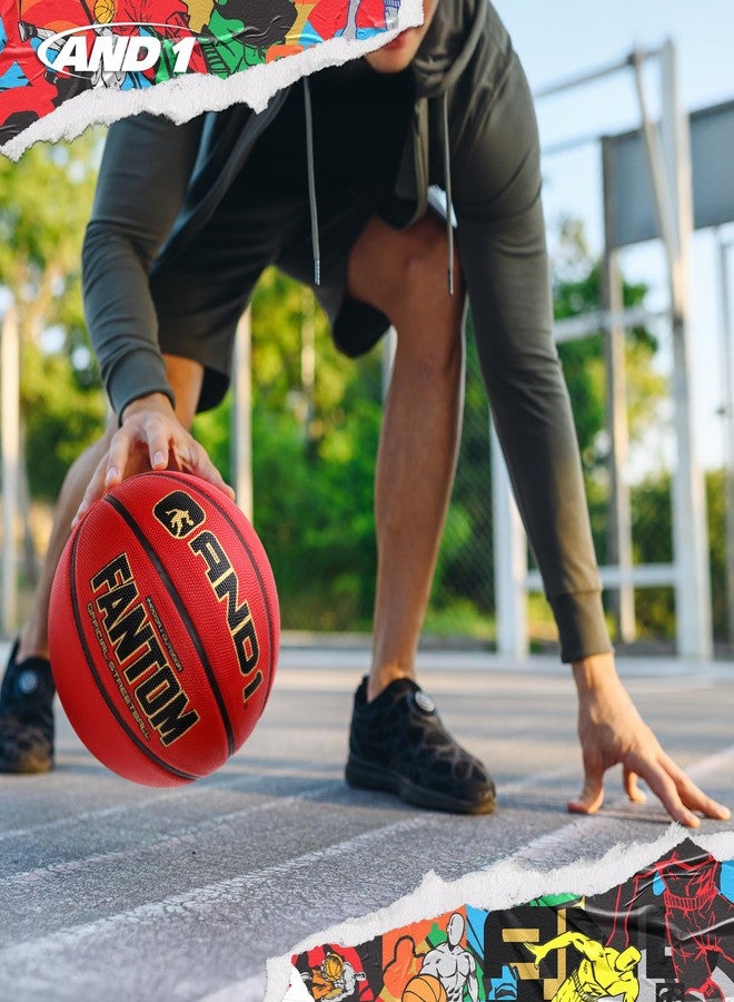 AND1 Fantom Rubber Basketball: Official Regulation Size 7 (29.5 inches) - Deep Channel Construction Streetball, Made for Indoor Outdoor Basketball Games,Burgundy - Image 5
