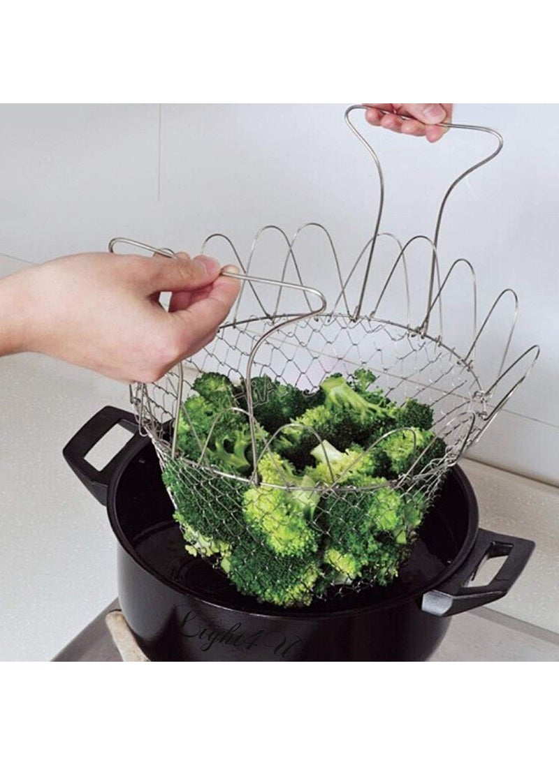 FAGVA FAGVA Chef Foldable Steam Basket Collapsible Deep Frying Basket  - Image 4