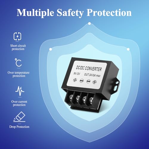 MZHOU 72W DC 12V to 24V 3A Boost Converter Seismic DC Power Supply with Screwdriver, DC to DC 12V Step up to 24V Power Converter, Transformer Used for Automotive, Instrument, Truck Rectifiers - Image 4