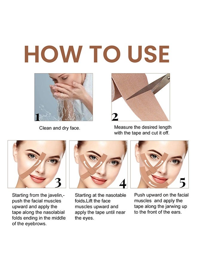 Elaimei - Facial Myofascial Lift Tape,Arbitrarily Cut To Size Face Lift Stickers, Face Toning Tape Anti Freeze Anti Wrinkle Belts Patche, Neck Lift Tape Unisex For Firming and Tightening 2.5cm*5m - Image 1