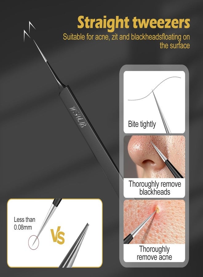 WSYUB Blackhead Tweezers, Ingrown Hair Tweezers, High Hard Stainless Steel Blackhead Remover Extractor, Precision Pimple Popper Tool Kit, Cell Clips Tweezers for Women Facial Hair - Image 3