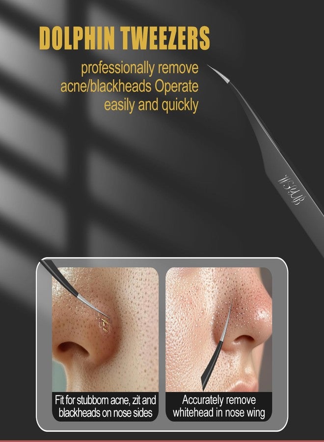 WSYUB Blackhead Tweezers, Ingrown Hair Tweezers, High Hard Stainless Steel Blackhead Remover Extractor, Precision Pimple Popper Tool Kit, Cell Clips Tweezers for Women Facial Hair - Image 2