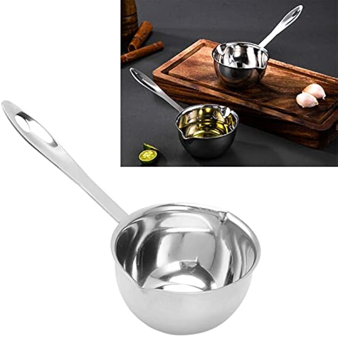 Vokers Butter Melting Pot Stainless Steel Milk Warmer With Flat Induction Bottom Turkish Coffee Warmer With Spout Small Sauce Pan For Stove Top Chocolate Melting Tea Soup Warming 300Ml - Image 2