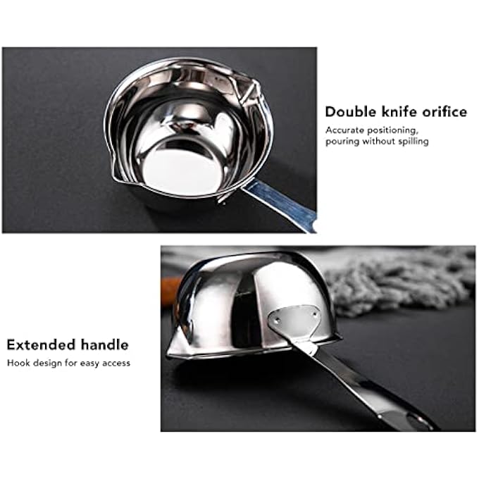 Vokers Butter Melting Pot Stainless Steel Milk Warmer With Flat Induction Bottom Turkish Coffee Warmer With Spout Small Sauce Pan For Stove Top Chocolate Melting Tea Soup Warming 300Ml - Image 3