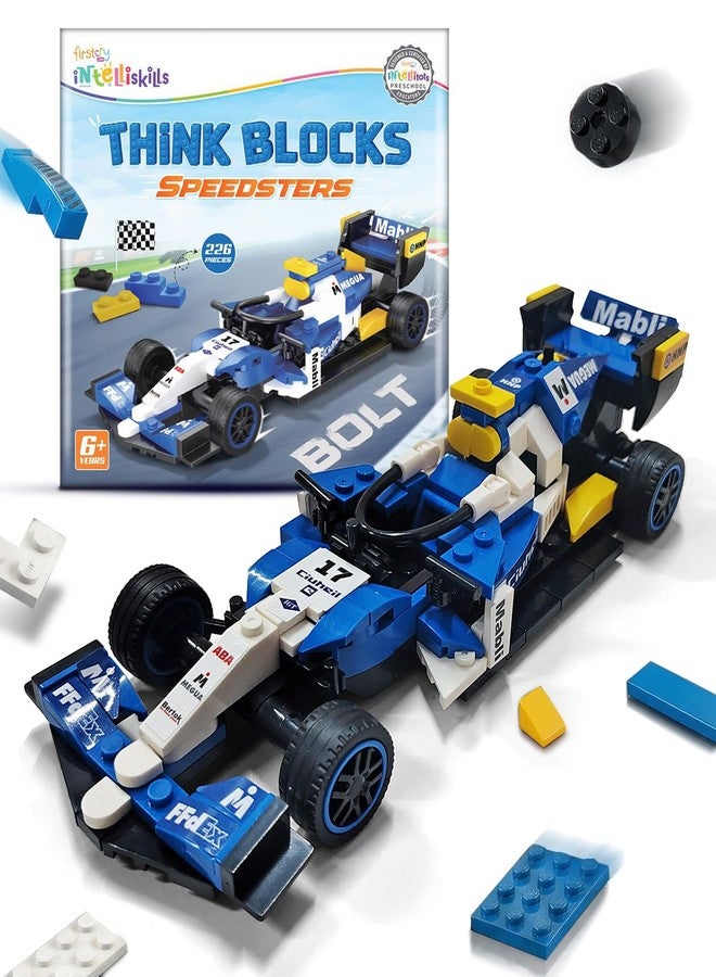 FIRSTCRY INTELLISKILLS مجموعة Intelliskills Think Blocks: Speedsters-Bolt المكونة من 226 قطعة، مجموعة بناء نموذج سيارة سباق مميزة للأطفال، مجموعة بناء STEM للأطفال الصغار، لعبة تجميع ولعب، لعبة تعليمية وترفيهية (Bolt) - Image 1