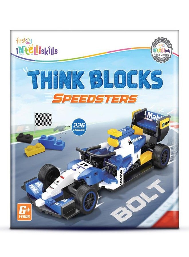 FIRSTCRY INTELLISKILLS مجموعة Intelliskills Think Blocks: Speedsters-Bolt المكونة من 226 قطعة، مجموعة بناء نموذج سيارة سباق مميزة للأطفال، مجموعة بناء STEM للأطفال الصغار، لعبة تجميع ولعب، لعبة تعليمية وترفيهية (Bolt) - Image 2