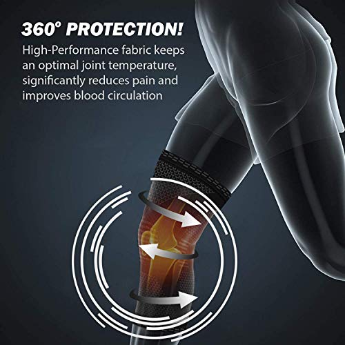 POWERLIX Knee Compression Sleeve (Pair) - Best Knee Brace for Knee Pain for Men & Women – Knee Support for Running, Basketball, Volleyball, Weightlifting, Gym, Workout, Sports - (Black S) - Image 3