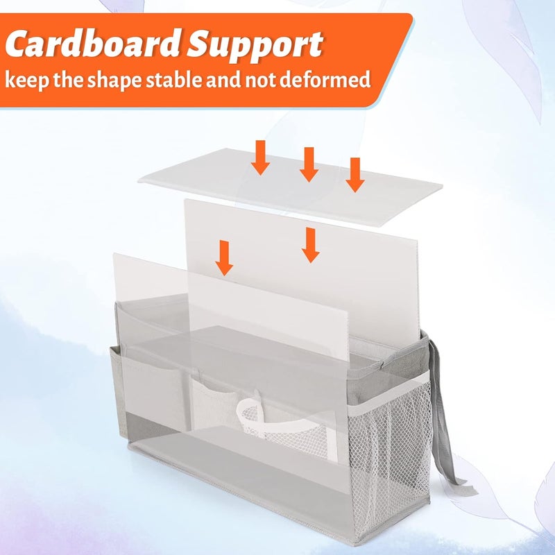 Loghot Bedside Caddy/Bedside Storage Bag Hanging Organizer for Bunk and Hospital Beds,Dorm Rooms Bed Rails,Can be Placed Glasses,Books,Mobile Phones,Keys (New Grey-1) - Image 4