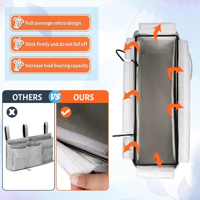 Loghot Bedside Caddy/Bedside Storage Bag Hanging Organizer for Bunk and Hospital Beds,Dorm Rooms Bed Rails,Can be Placed Glasses,Books,Mobile Phones,Keys (New Grey-1) - Image 5