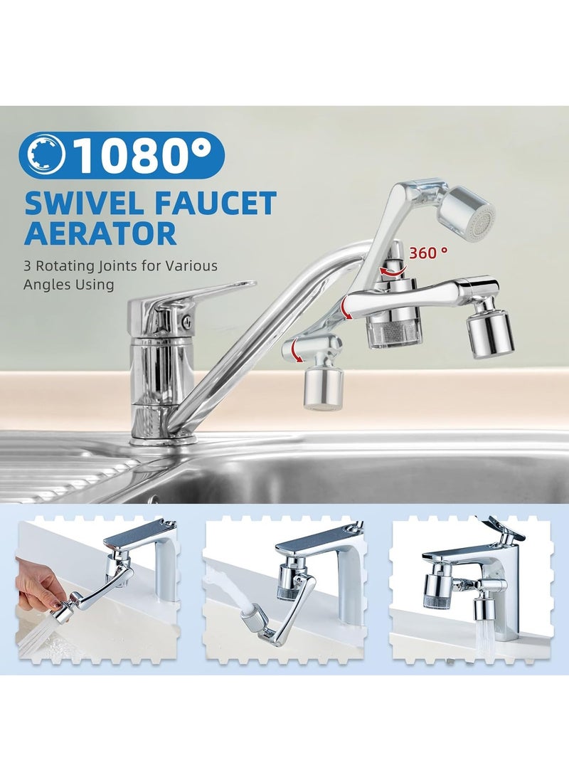 Water-Filter for Sink-Faucet Extender-Aerator - 6pcs Cartridges,  Zinc Alloy Faucet Mount Purifier System, 1080°Rotating 2 Spray Mode Swivel Aerator