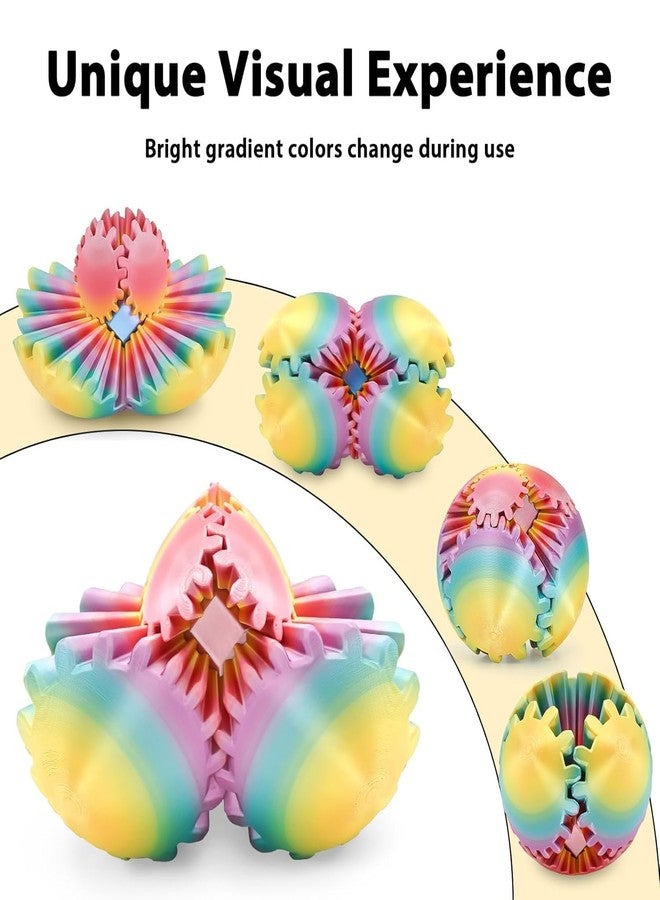 VATTU 3D Printed Gear Ball Fidget Toy — Smooth Rotating Rainbow Candy Color Stress Relief Hand Fidget for Adults & Teens, Quiet Desk Toy for Focus, Anxiety Relief, Travel Pocket Sensory Gadget - Image 3