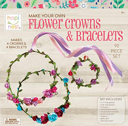 Hapinest Make Your Own Flower Crown Kit Bracelet Craft Kit for Girls Ages 6 Years and Up - Image 1