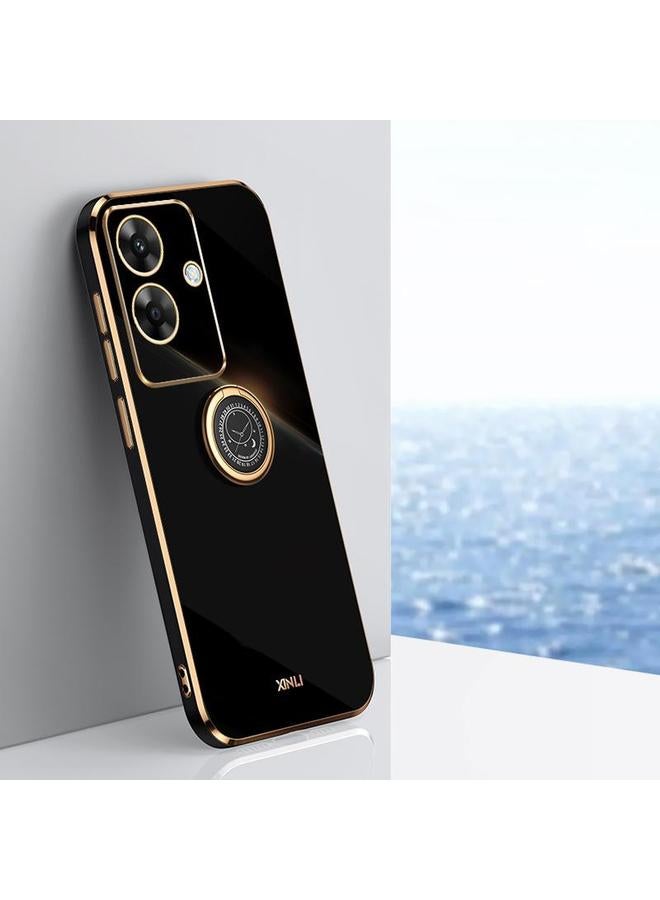 The Bros Case For Realme Note 60 4G Straight Edge 6D Electroplate TPU Phone Case with Ring Holder