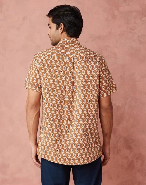 Fabindia  Mustard Cotton printed Shirt for Men | Best Price UAE