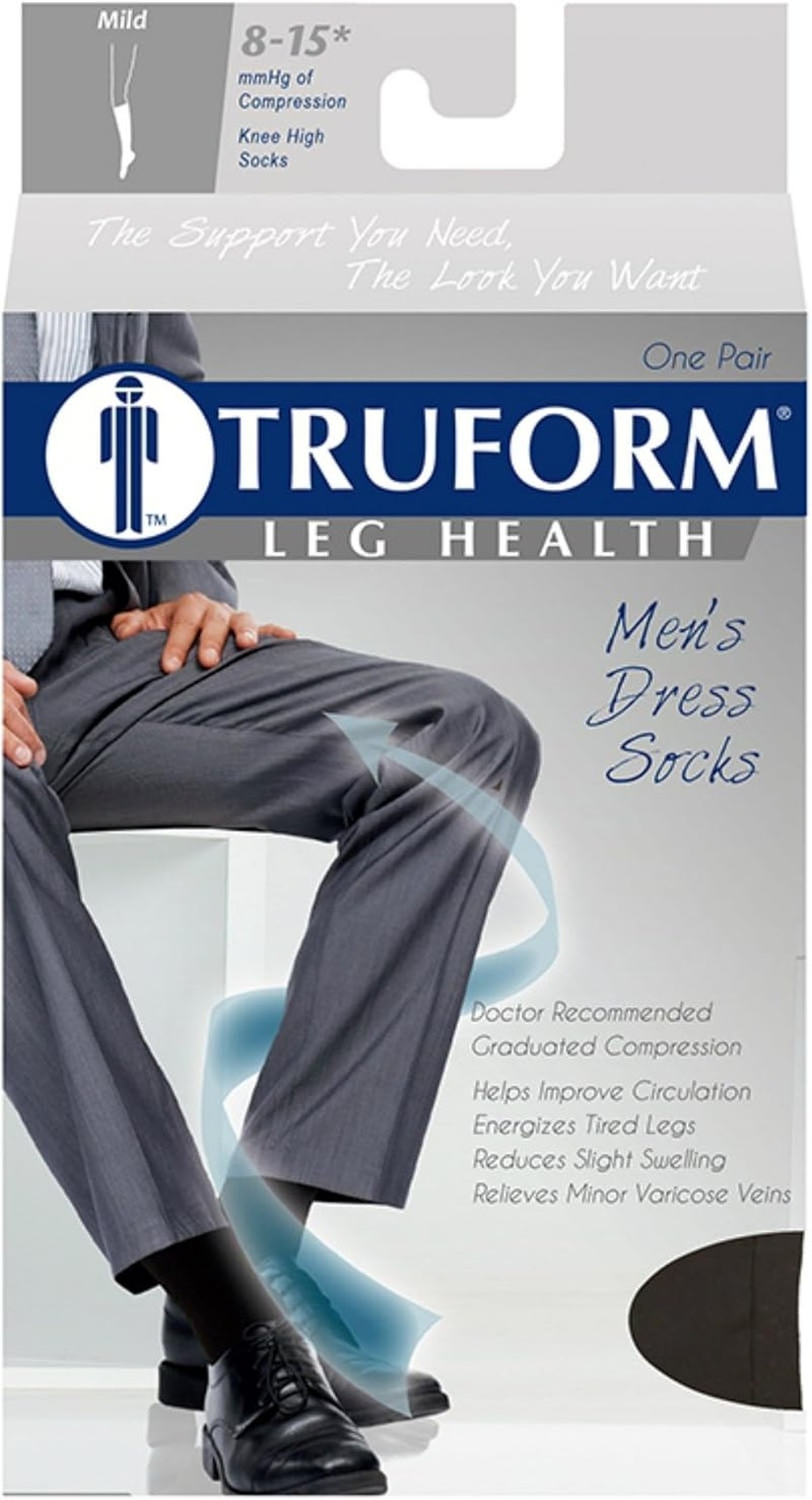 Truform Men's Compression Dress Socks, 8-15 mmHg, Knee High, Black, Medium - Image 5