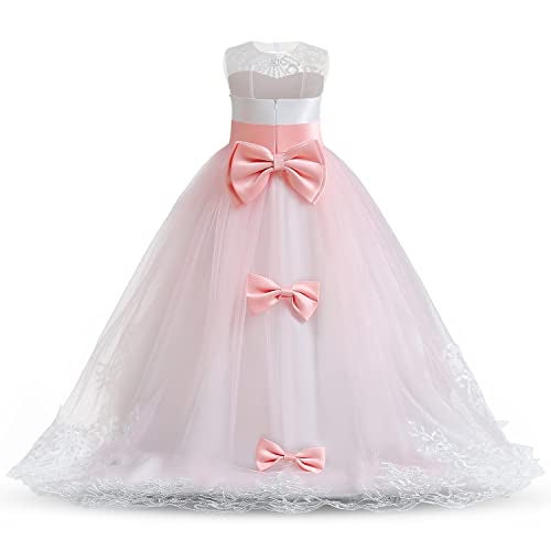 NNJXD Girls Princess Pageant Dress Kids Prom Ball Gowns Wedding Party Flower Dresses (7-8 Years, Pink 4) - Image 4