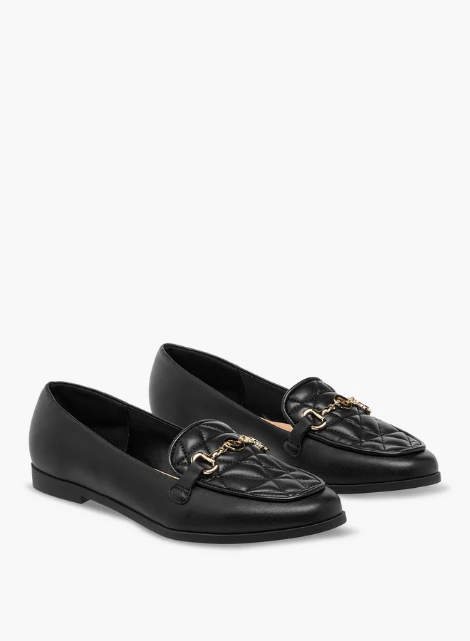 سيليست Women's Quilted Slip-On Loafers with Metal Accent