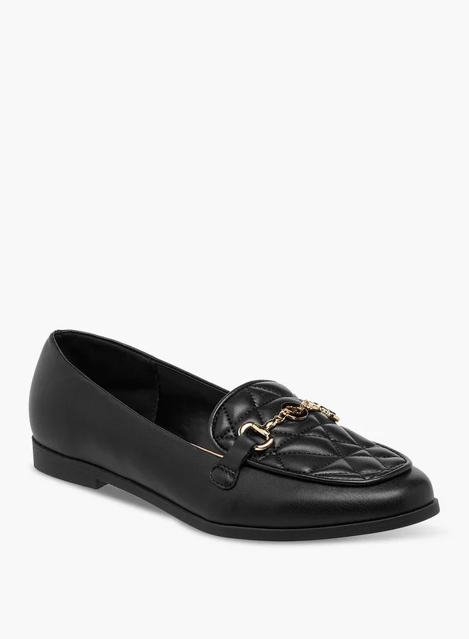سيليست Women's Quilted Slip-On Loafers with Metal Accent