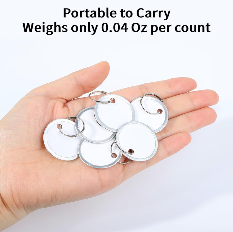 ZYLOP Key Tags Labels with Ring - 10 Pack Metal Rim Key Chain ID Tags/Identifiers with White Writable Round Paper Labels for Name, Luggage, Bags, Backpack, 1 Inches - Image 4