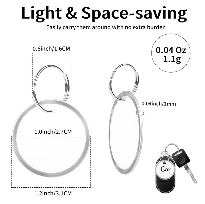 ZYLOP Key Tags Labels with Ring - 10 Pack Metal Rim Key Chain ID Tags/Identifiers with White Writable Round Paper Labels for Name, Luggage, Bags, Backpack, 1 Inches - Image 2