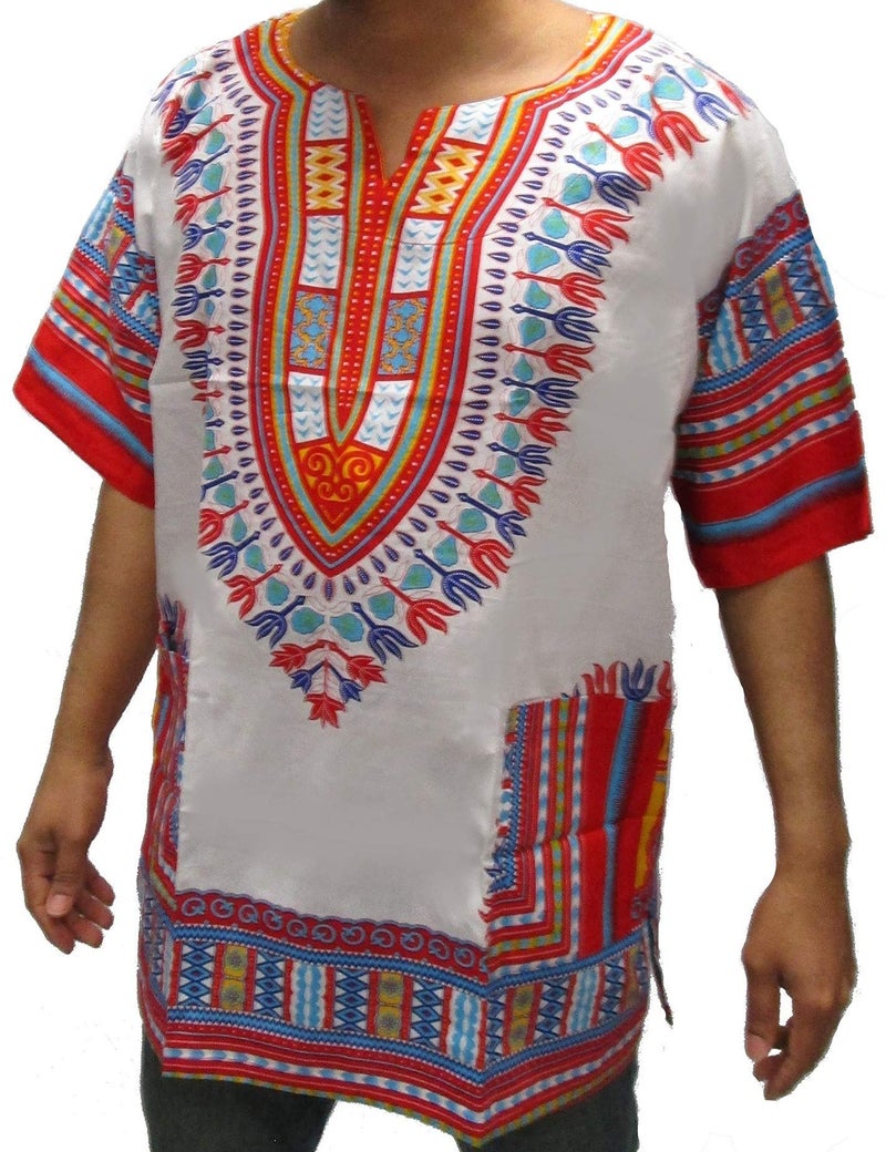 Mitchell Lewiss Dashiki-Style Tunic Top One Size Fits Most - Free Size (White Red) - Image 4