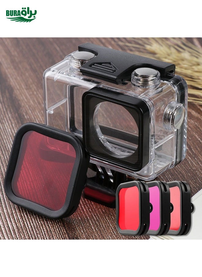 BURAQ For DJI Osmo Action 1 Underwater Waterproof Housing Diving Case Kits with Pink / Red / Purple Lens Filter  - Image 1