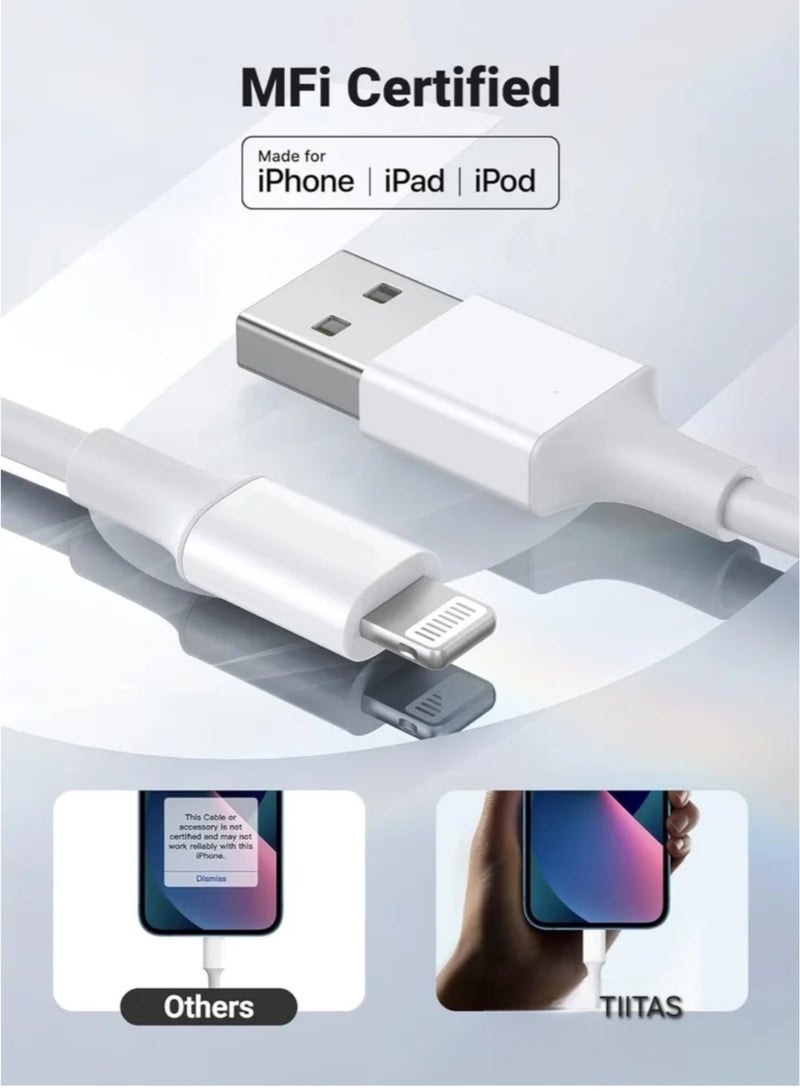 تيتاس شاحن آيفون | كابل شحن معتمد من MFi من آبل بطول 1 متر USB إلى Lightning | سلك شحن سريع و نقل بيانات أصلي ومتين | متوافق مع جميع أجهزة آيفون وآيباد وآيبود بمنفذ Lightning - Image 3