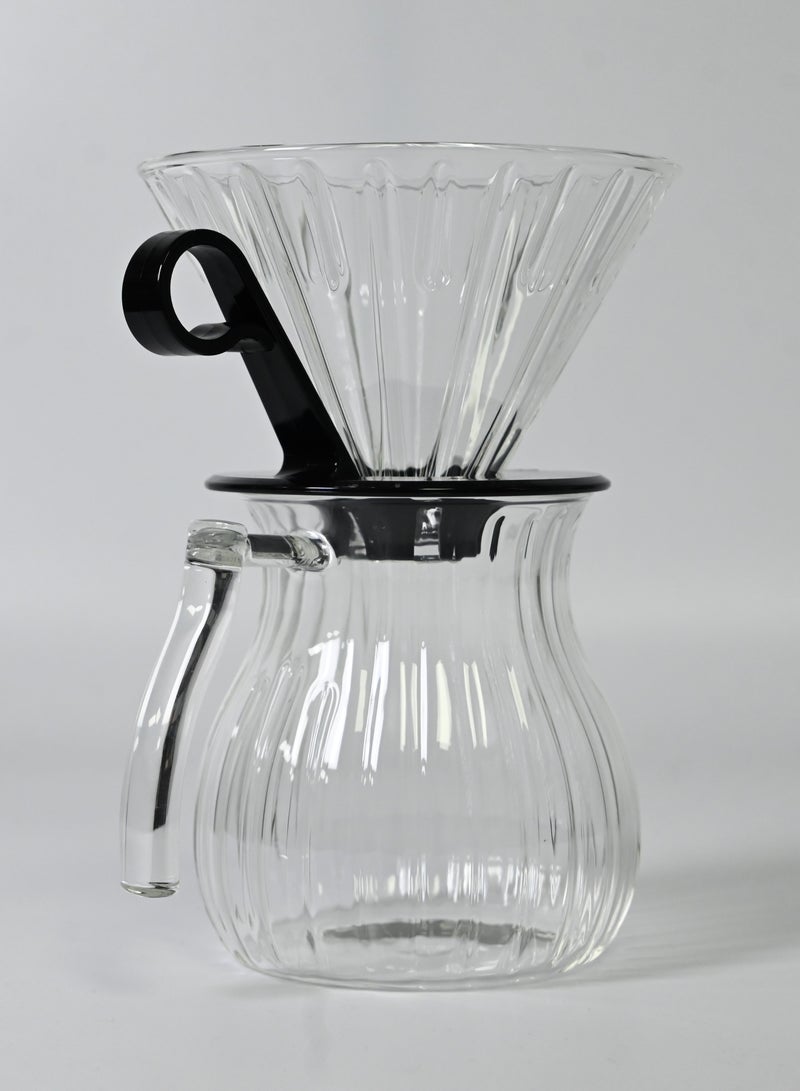 ايكي ايك مجموعة من 2 ماكينة صنع القهوة V60 بسعة 650 مل من زجاج البورسليكات وعاء تقديم القهوة (2-4 أكواب) كوب فلتر للتقطير القهوة - Image 3