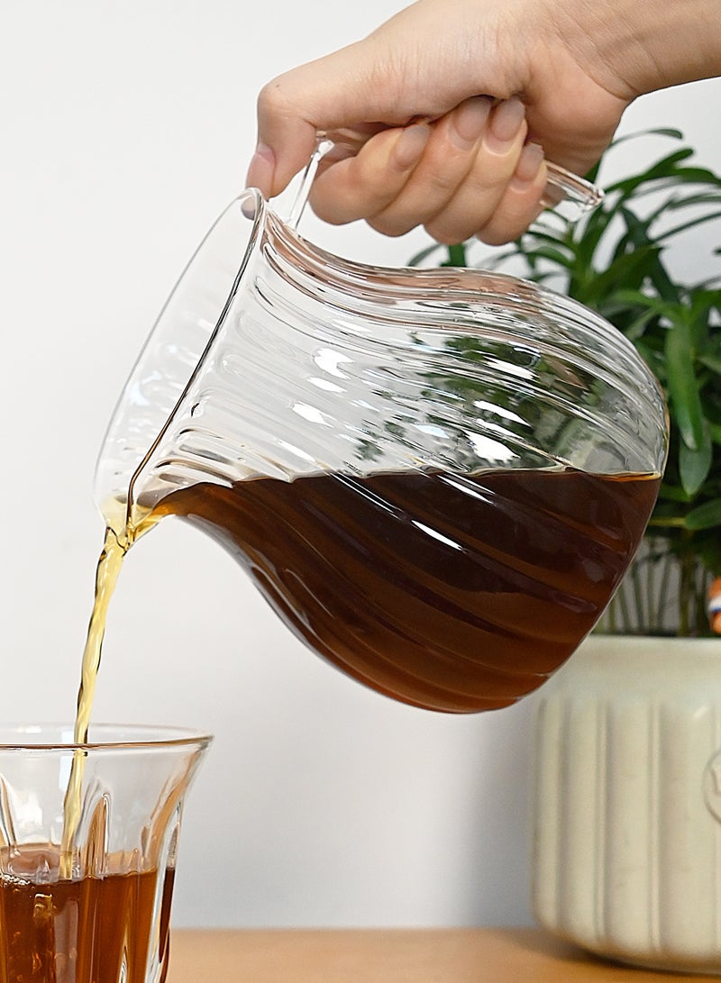 ايكي ايك مجموعة من 2 ماكينة صنع القهوة V60 بسعة 650 مل من زجاج البورسليكات وعاء تقديم القهوة (2-4 أكواب) كوب فلتر للتقطير القهوة - Image 4