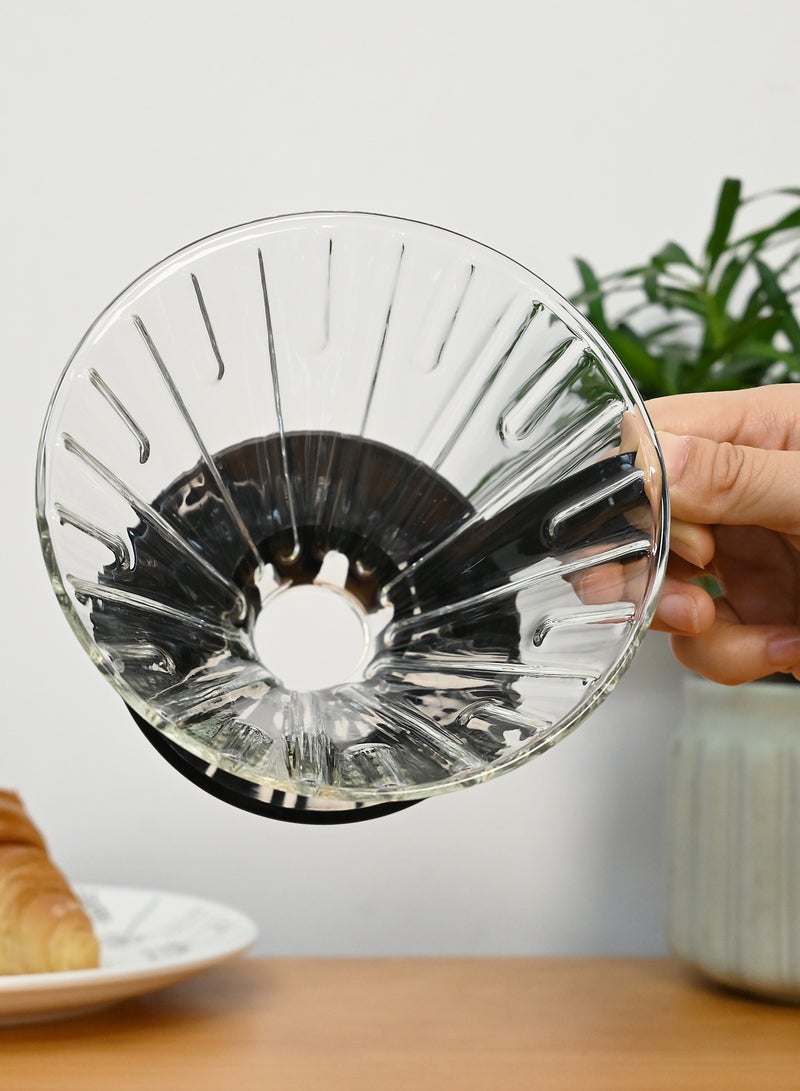 ايكي ايك مجموعة من 2 ماكينة صنع القهوة V60 بسعة 650 مل من زجاج البورسليكات وعاء تقديم القهوة (2-4 أكواب) كوب فلتر للتقطير القهوة - Image 5