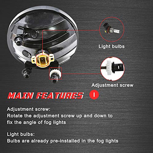 A ABIGAIL أضواء الضباب البديلة ABIGAIL لسيارة GMC Sierra 1500 من 07-13 و Sierra 2500HD 3500HD من 07-14 (لا تناسب الطرازات الكلاسيكية) مع لمبات هالوجين H8 12V 35W ومفتاح ومجموعة أسلاك (عدسة شفافة) - Image 5